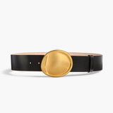 Khaite - Keefe Belt in Black Leather with Gold