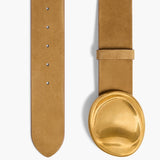 Khaite - Keefe Belt in Mud Suede with Gold