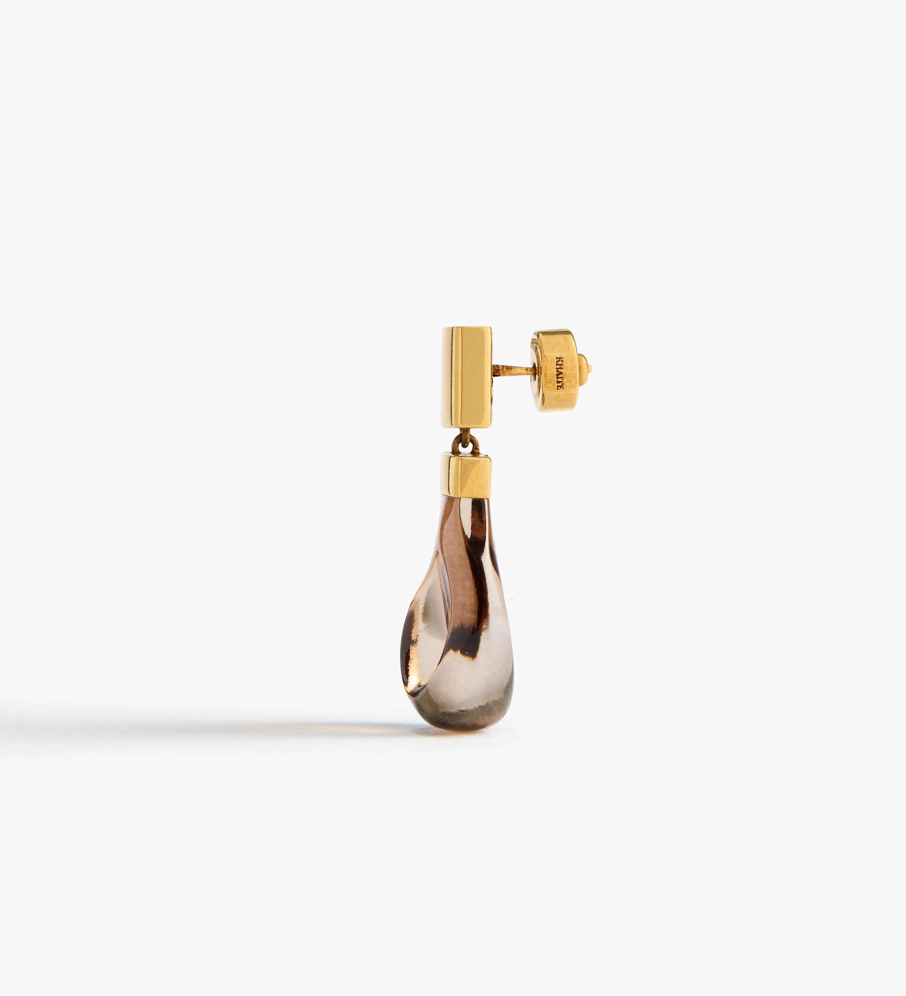 Khaite - Keefe Earrings in Antique Gold with Smoke