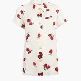 Khaite - Keefe Top in Cream with Raspberry Print