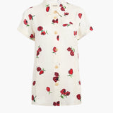 Khaite - Keefe Top in Cream with Raspberry Print