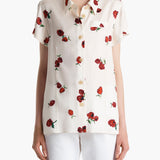 Khaite - Keefe Top in Cream with Raspberry Print
