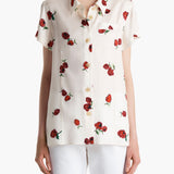 Khaite - Keefe Top in Cream with Raspberry Print