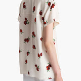 Khaite - Keefe Top in Cream with Raspberry Print