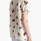 Khaite - Keefe Top in Cream with Raspberry Print