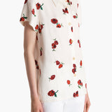 Khaite - Keefe Top in Cream with Raspberry Print