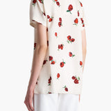 Khaite - Keefe Top in Cream with Raspberry Print