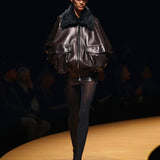 Khaite - Daemon Jacket in Mud Leather with Shearling Collar