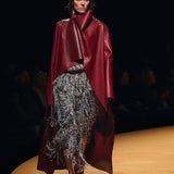 Khaite - Levitt Coat in Garnet Leather