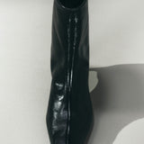 Khaite - Ona Ankle Boot in Black Glazed Leather