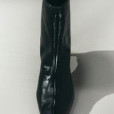 Khaite - Ona Ankle Boot in Black Glazed Leather