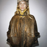 Khaite - Sandor Jacket in Dark Brown Distressed Leather