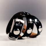 Khaite - Benny Belt with Studs in Black Leather and Silver