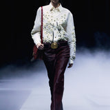 Khaite - Argo Top in Natural with Floral Embroidery