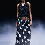 Khaite - Riley Skirt in Black with White Dots