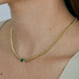 Kinn - Capri Curb Chain Necklace Emerald