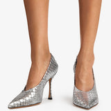Jude - Kiss Pump Silver Python Leather