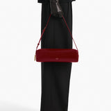 Khaite - Kye Shoulder Bag in Oxblood Crackle Patent Leather