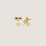 Kinn - Bébé Heart & Bow Stud Earrings