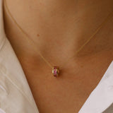 Kinn - Milestone Baguette Birthstone Charm Pink Tourmaline
