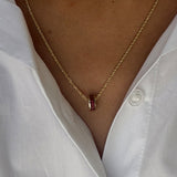 Kinn - Milestone Baguette Birthstone Charm Garnet