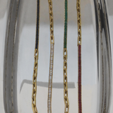 Kinn - Serena Baguette Tennis Link Bracelet Emerald