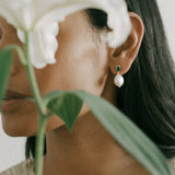 Kinn - Baroque Pearl Drop Earrings Emerald