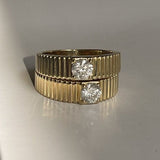 Kinn - Solis Ribbed Ring Round Diamond 0.5 Carat