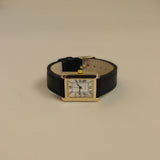 Kinn - Vintage Quartz Rectangle Black Leather Strap Watch