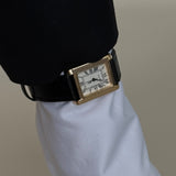 Kinn - Vintage Quartz Rectangle Black Leather Strap Watch