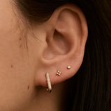 Kinn - Simona Pavé Rectangle Huggie Earrings