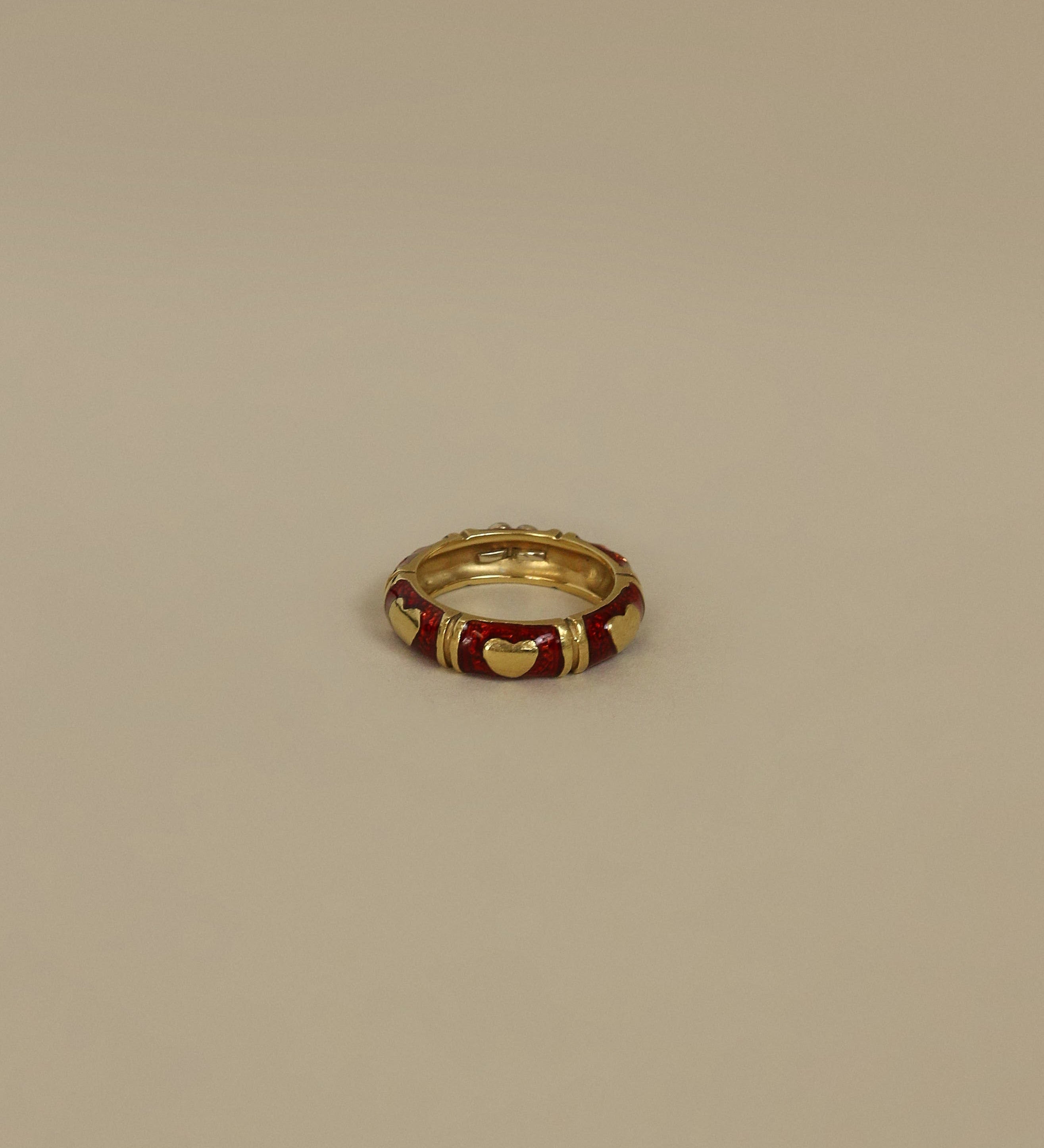 Kinn - Vintage 18k Red Enamel Diamond Ring