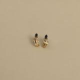 Kinn - Vintage Blue Sapphire Pear Diamond Heart Earrings
