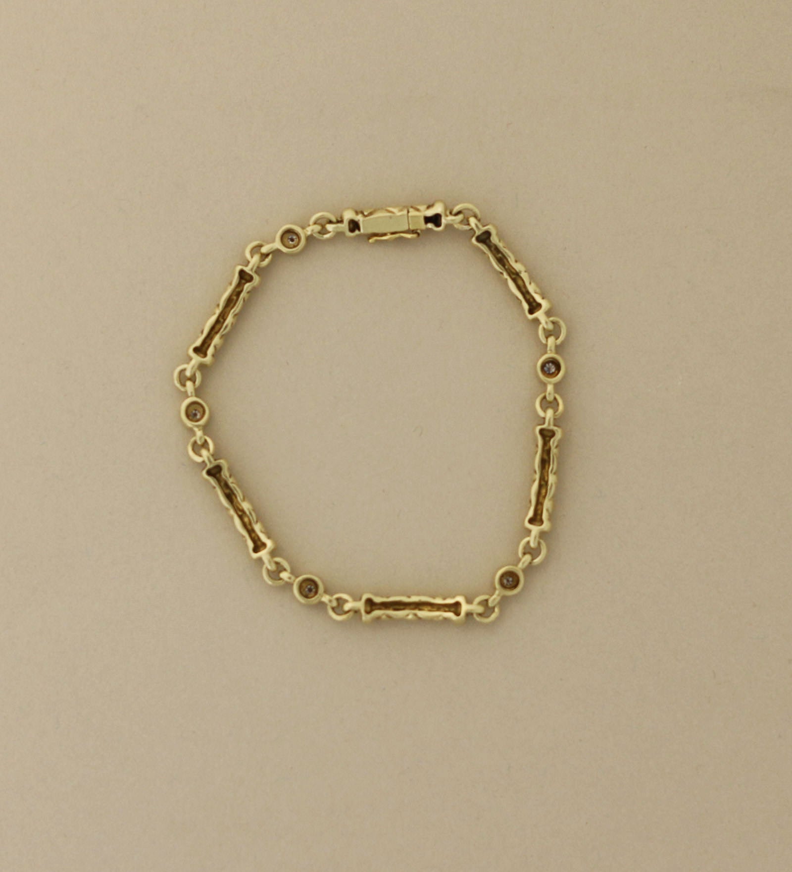 Kinn - Vintage 14k Bezel Diamond Byzantine Bracelet