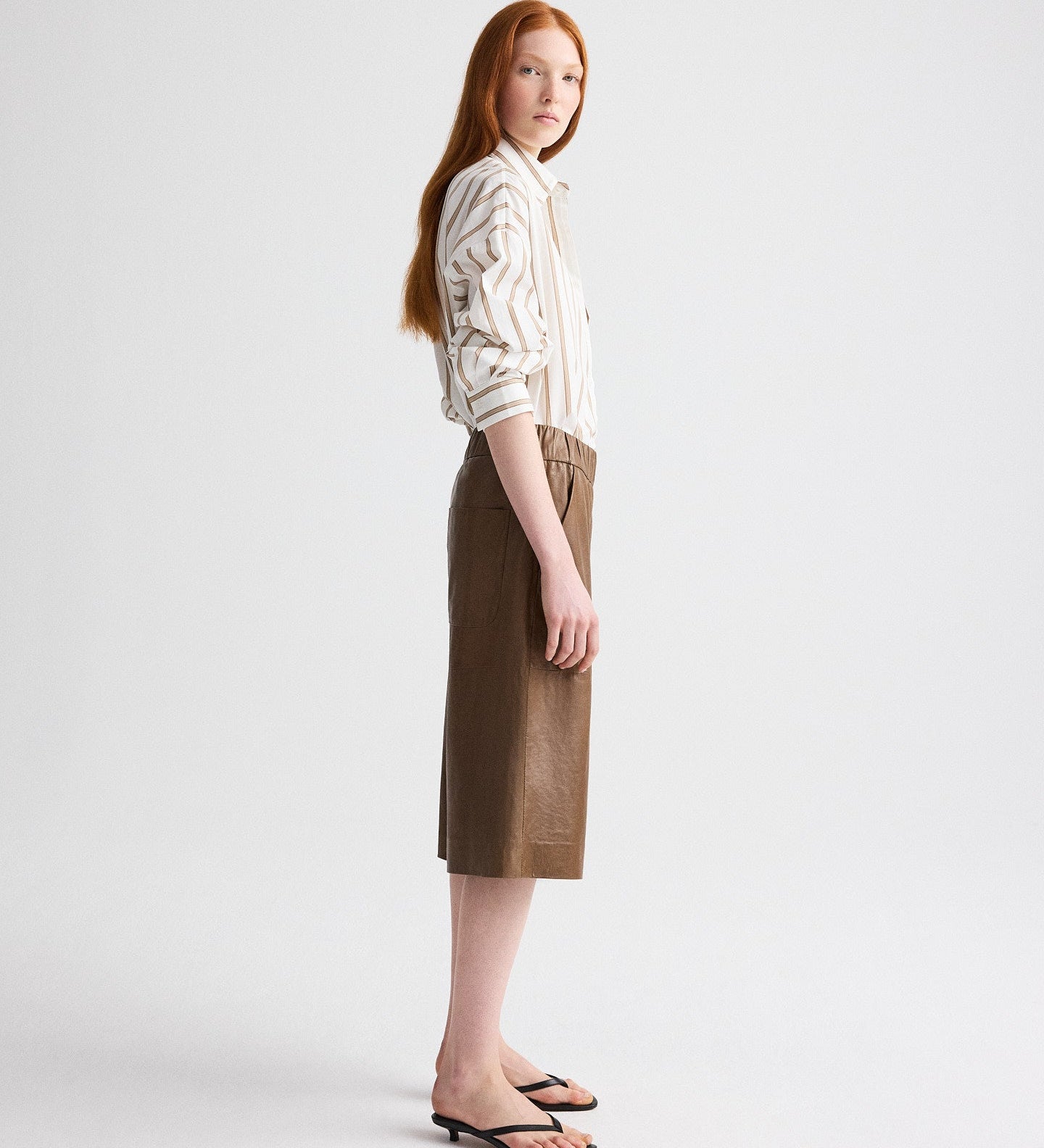 TWP - Leather Pull on Cropped Pant in Paper Leather