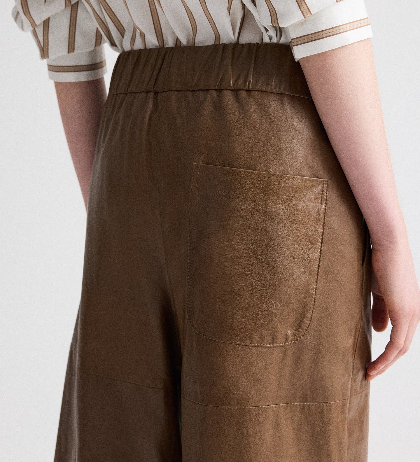 TWP - Leather Pull on Cropped Pant in Paper Leather