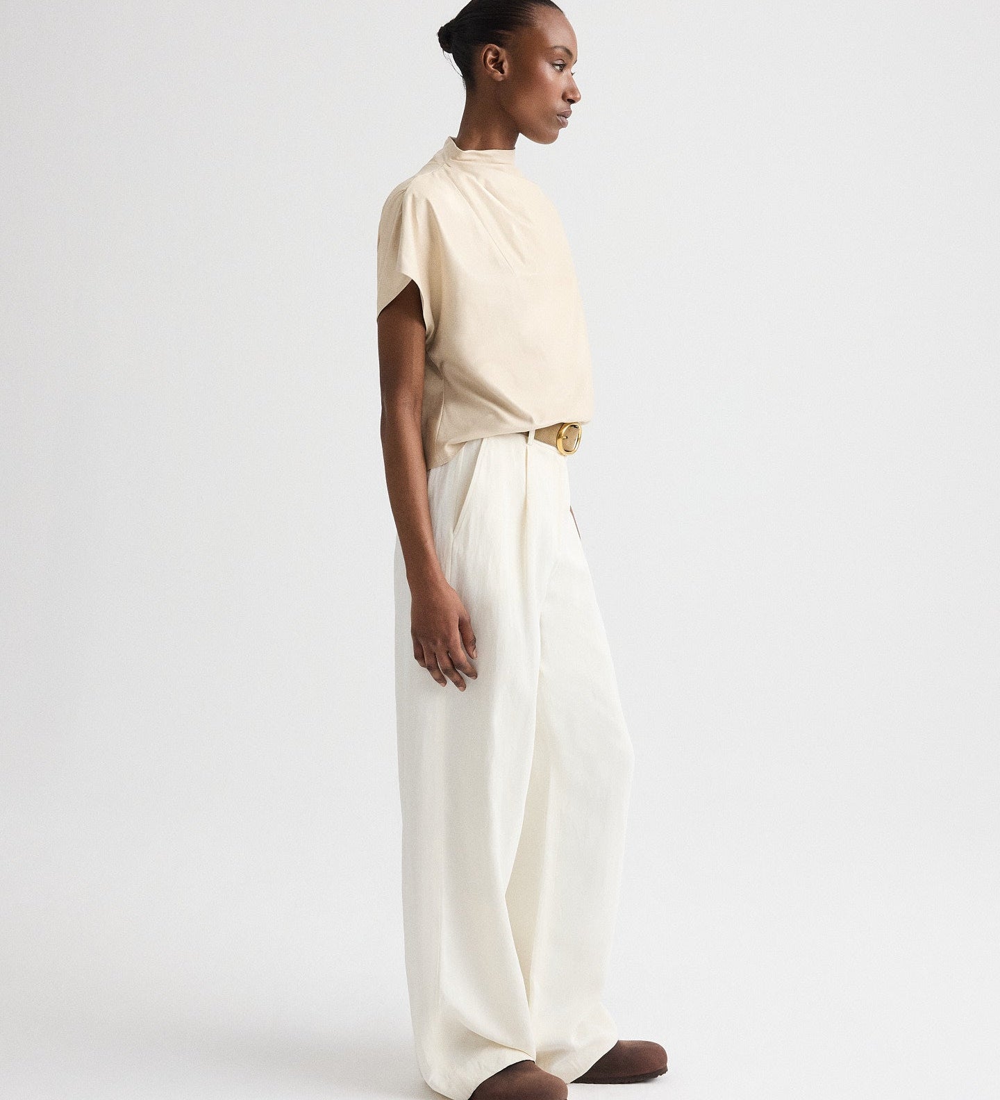 TWP - Mock Neck Tee in Paper Leather