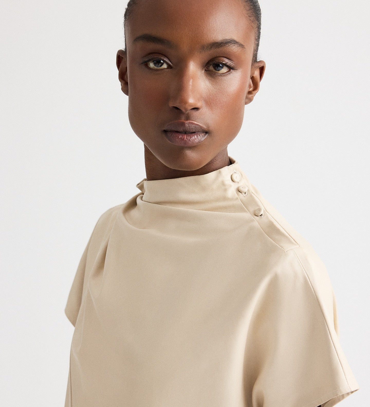 TWP - Mock Neck Tee in Paper Leather