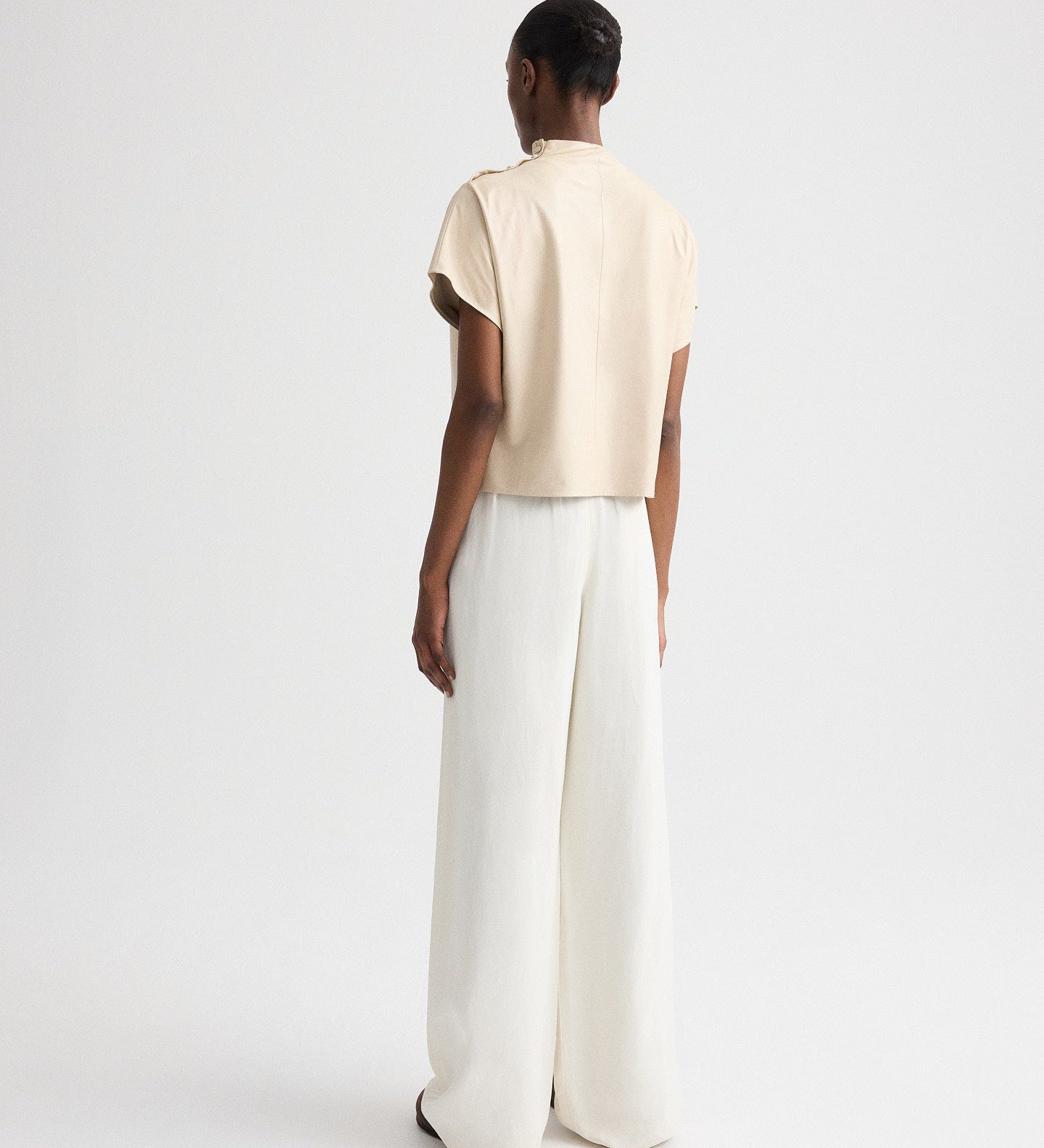 TWP - Mock Neck Tee in Paper Leather