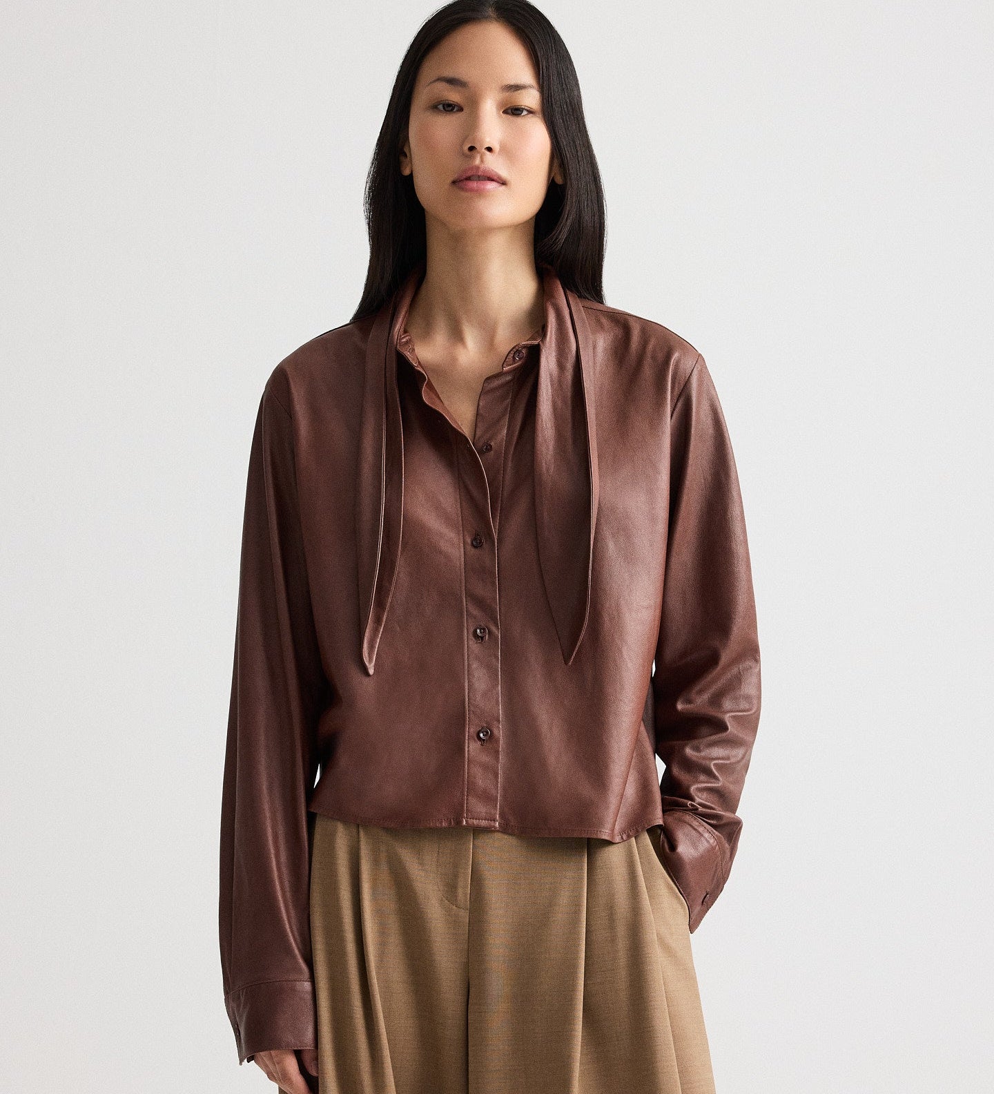 TWP - Shirt with Tie insert in Paper Leather
