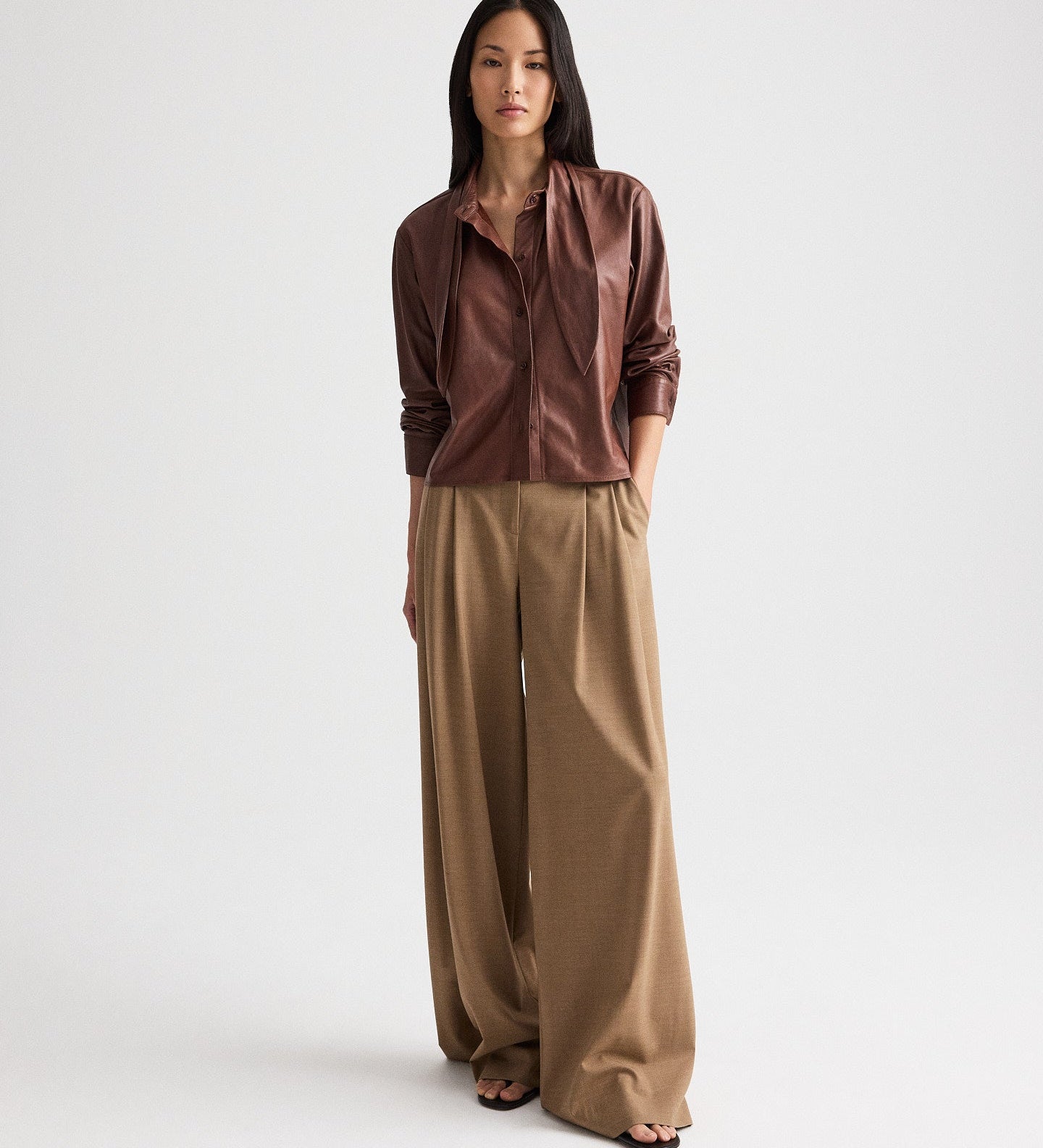 TWP - Shirt with Tie insert in Paper Leather