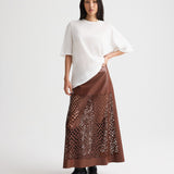 TWP - The A - Line Skirt with Laser Cut in Bruins Leather