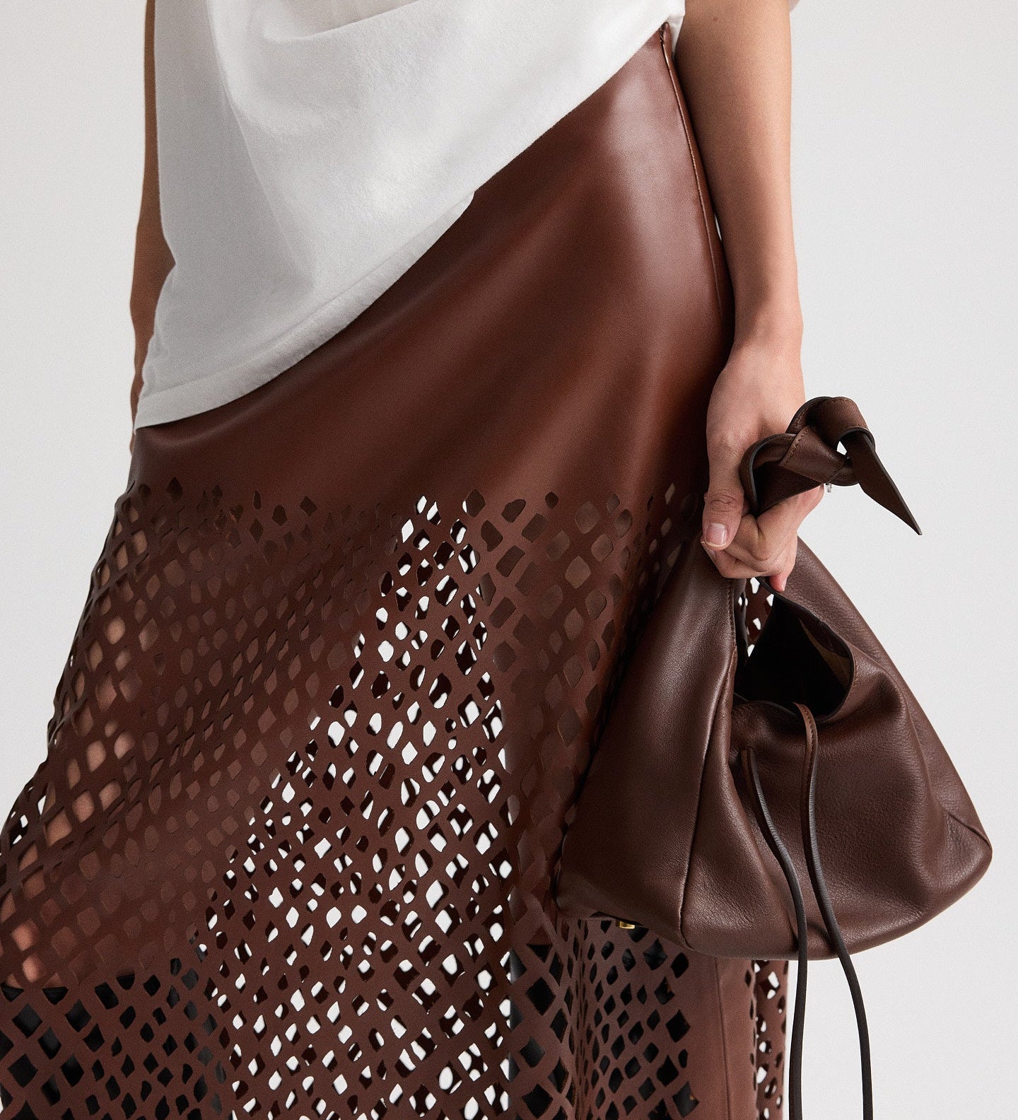 TWP - The A - Line Skirt with Laser Cut in Bruins Leather