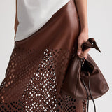 TWP - The A - Line Skirt with Laser Cut in Bruins Leather