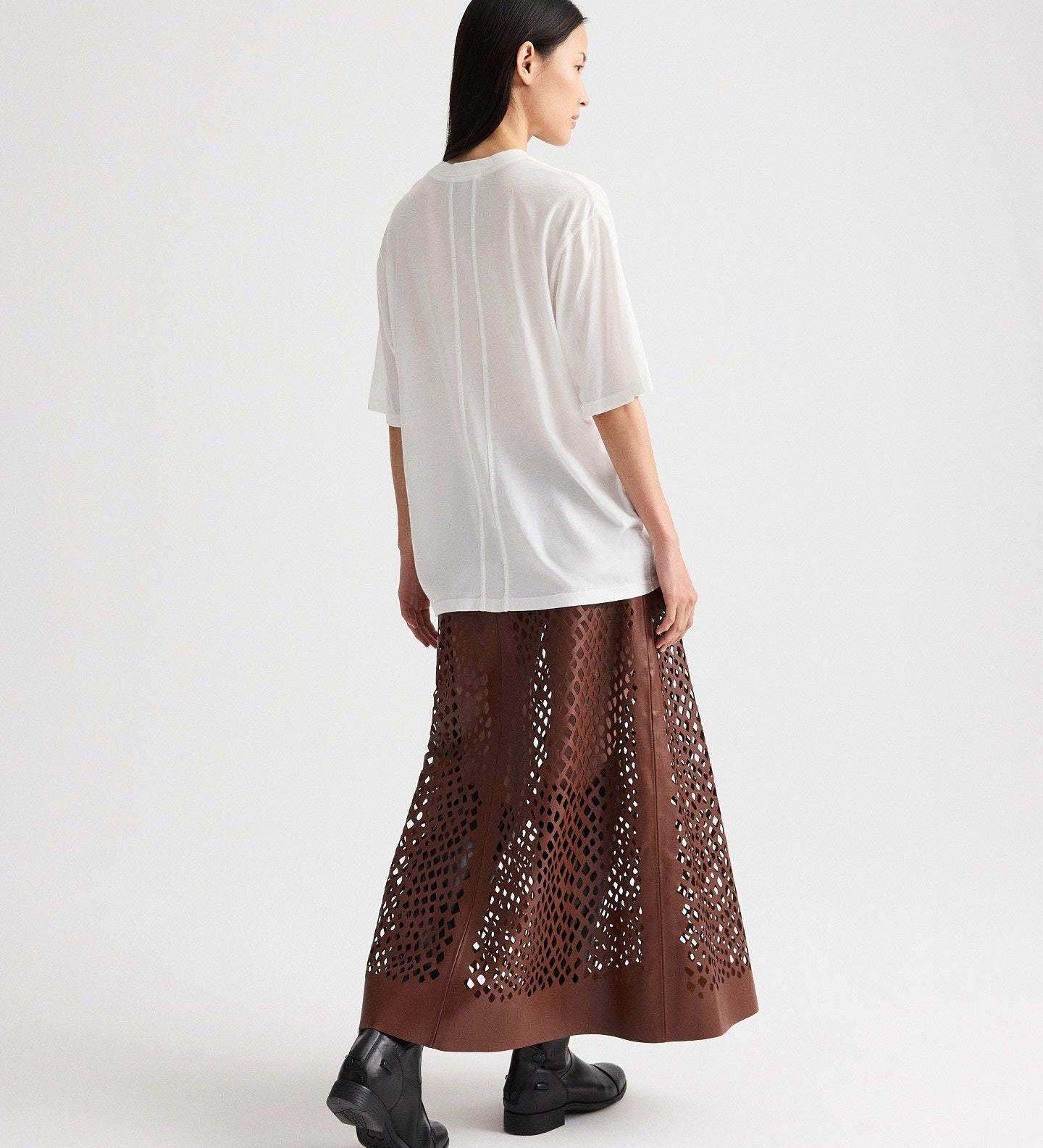 TWP - The A - Line Skirt with Laser Cut in Bruins Leather