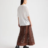 TWP - The A - Line Skirt with Laser Cut in Bruins Leather