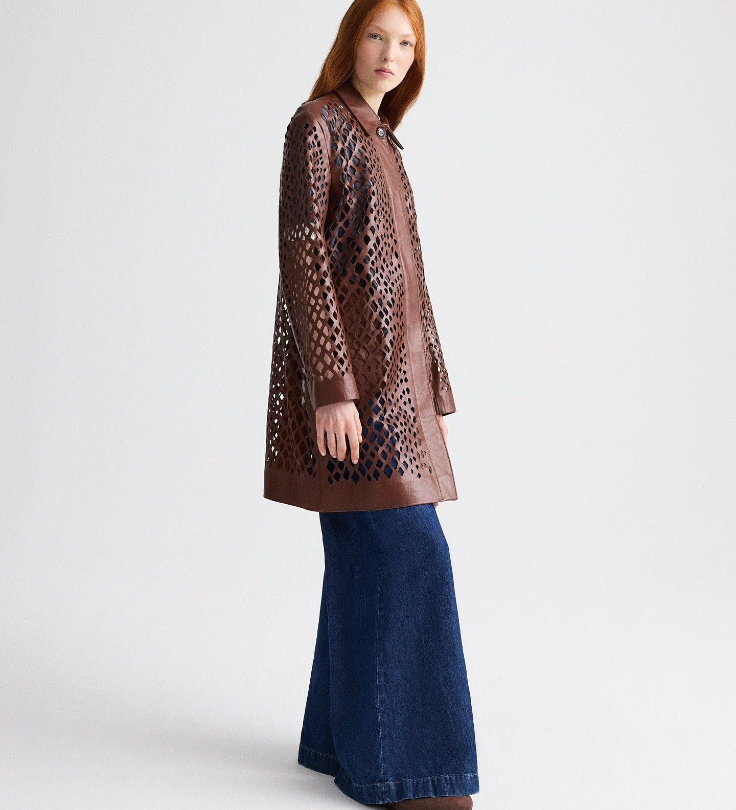 TWP - Edinburgh Laser Cut Coat in Bruins Leather