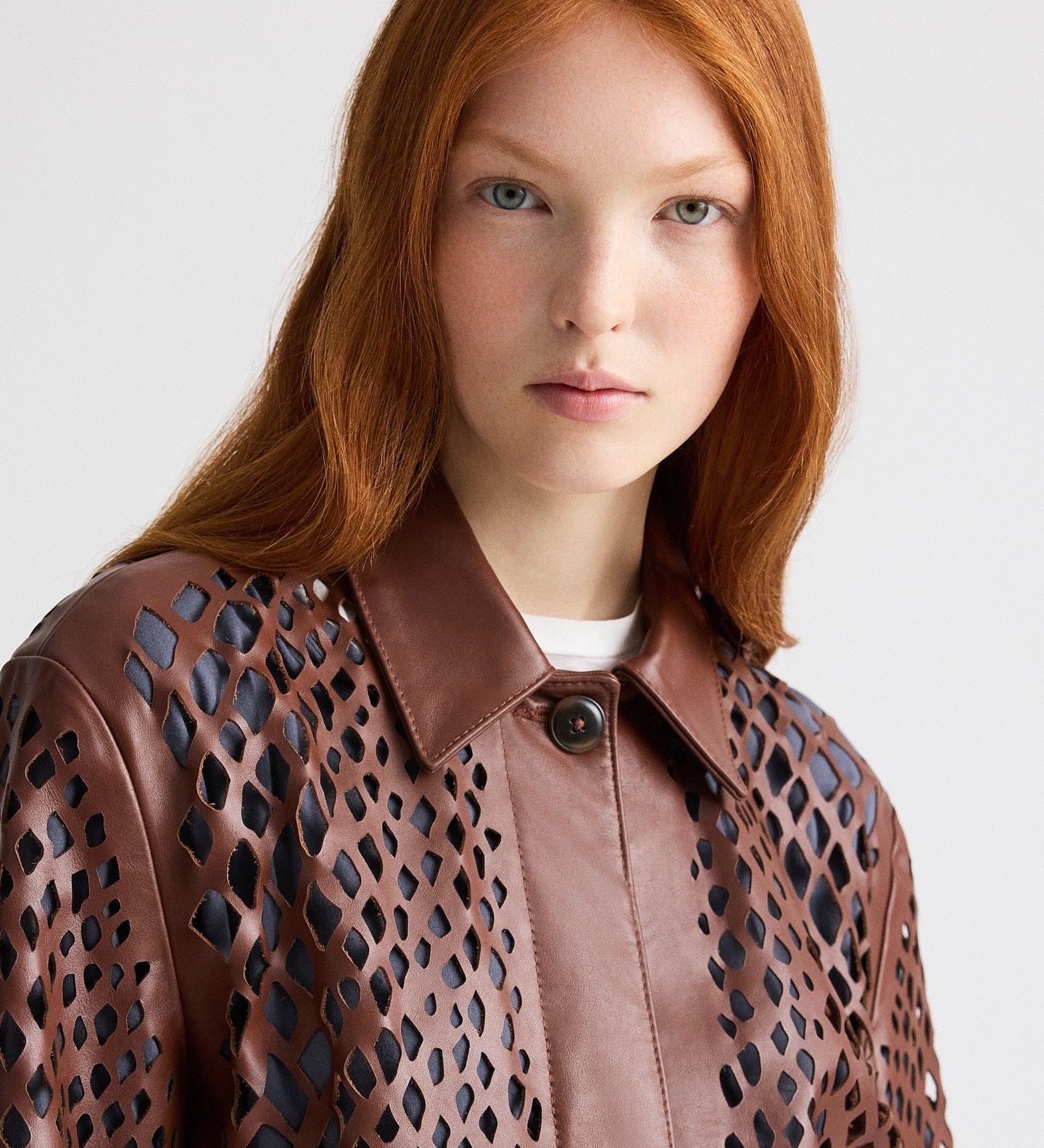 TWP - Edinburgh Laser Cut Coat in Bruins Leather