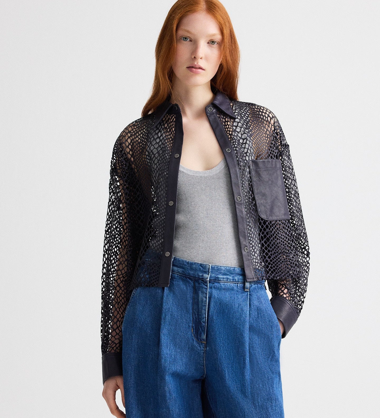 TWP - Little Big Joe Shirt in Laser Cut Snake Leather