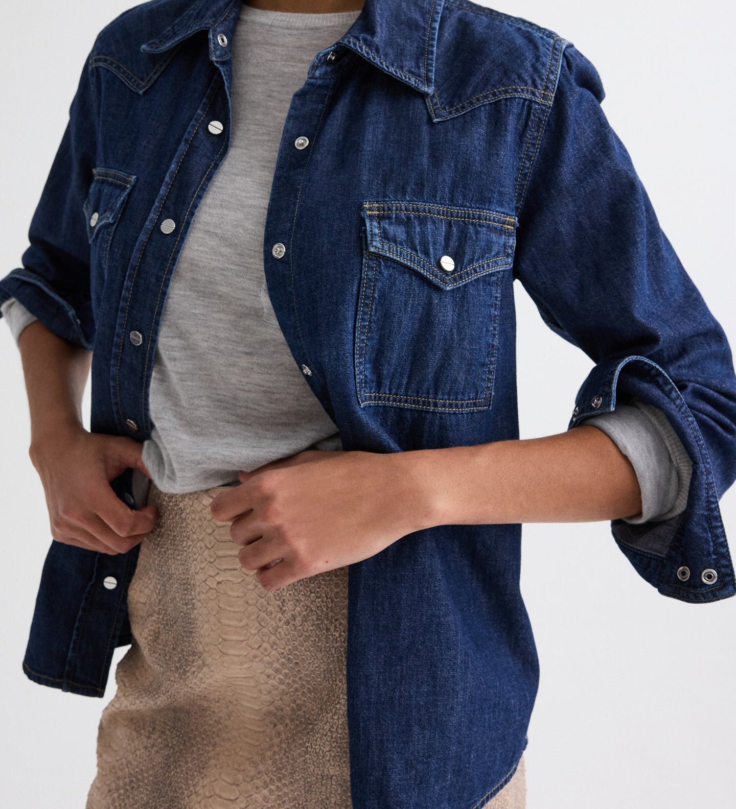 TWP - Cowboy Take Me Away Shirt in Denim Shirting